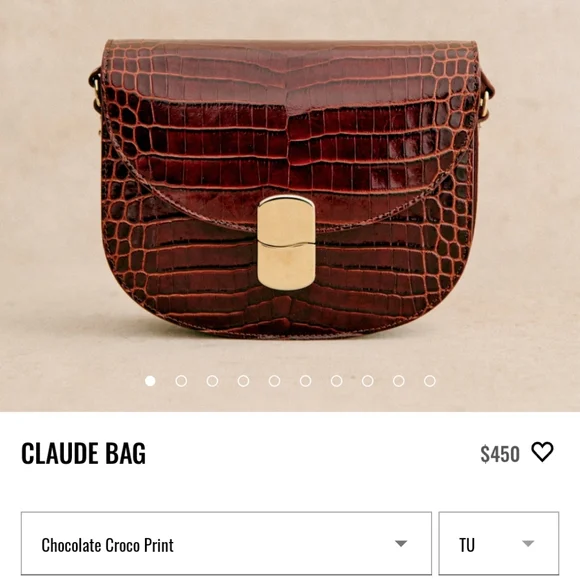 Sezane Claude Bag Chocolate Croco Print